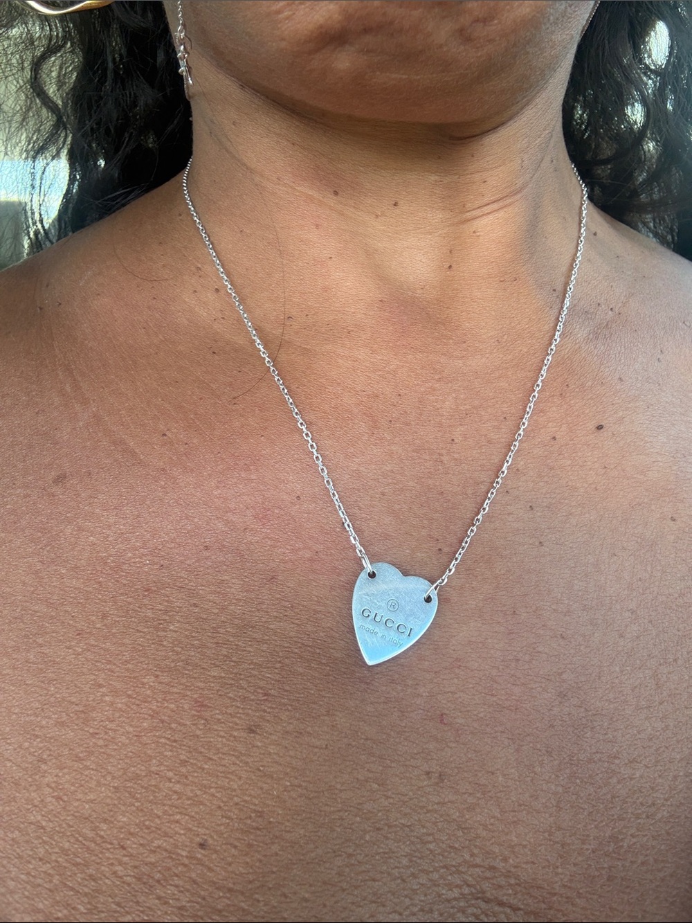 Gucci Silver Heart Tag Necklace